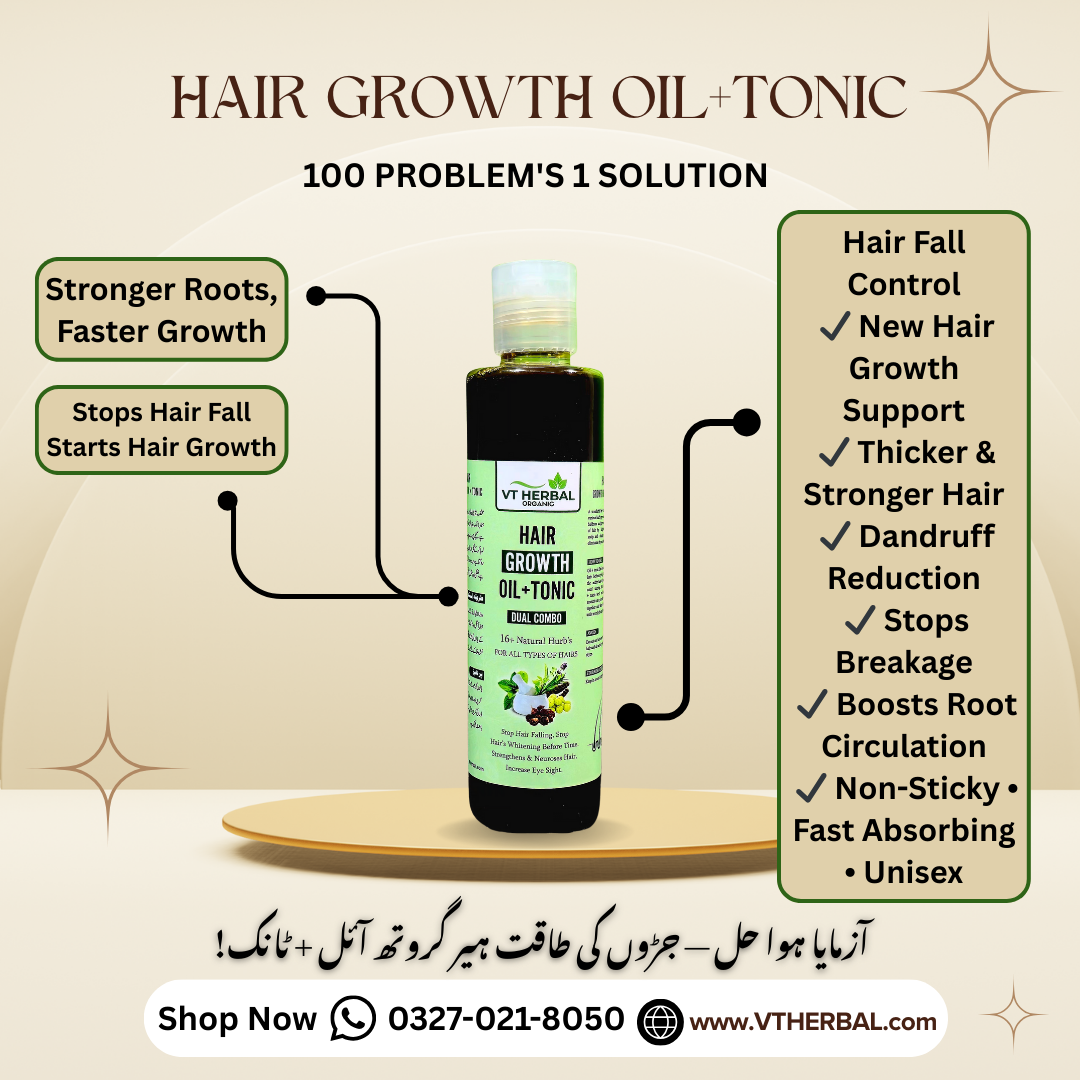 VT Herbal Hair Growth Oil + Tonic – 2-in-1 Fast Hair Regrowth Formula